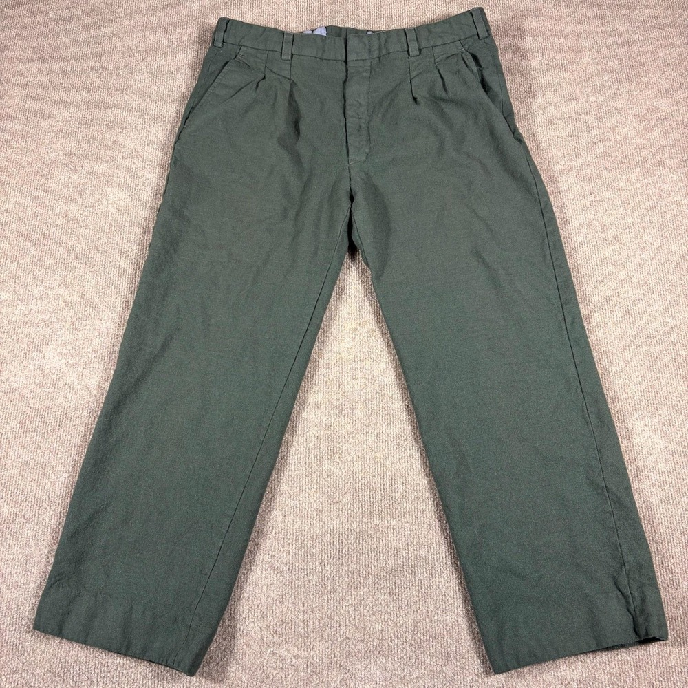Vintage Barrington Dress Pants Mens 31x24 Green Pleated Retro Preppy Formal Wear